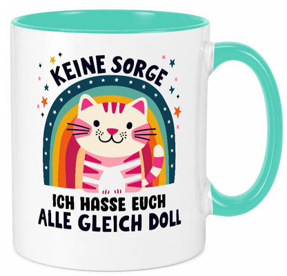 Ich hasse euch alle gleich doll | Katze Sarkasmus lustig Tierliebhaber Humor Tasse