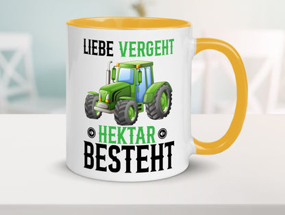Liebe vergeht Hektar besteht | Traktor Bauer landwirt Humor Geschenkidee Tasse