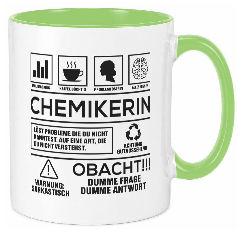Achtung Probleme Chemikerin | Chemie Labor Wissenschaft Geschenk Humor Tasse