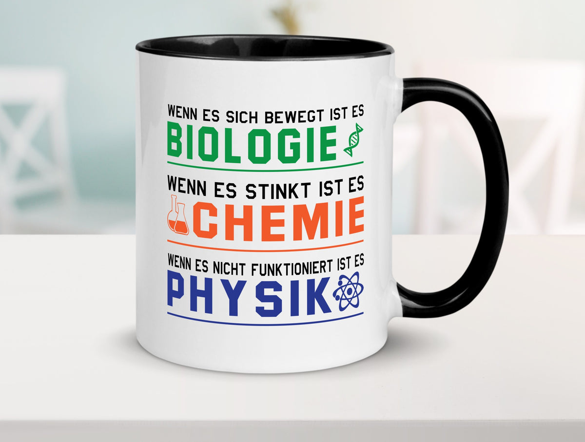 Biologie, Chemie, Physik | Reagenzglas lustig Humor Geschenkidee Geschenk Tasse