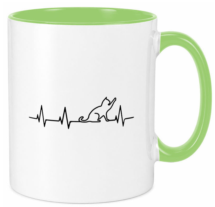 Katze Herzschlag | Katzenliebe Kater Katzenbesitzer lustig Tierliebhaber Humor Tasse