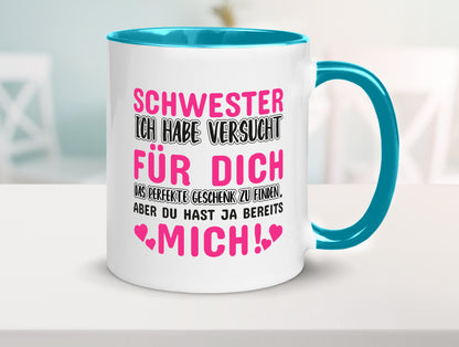 Schwester Tasse | lustiger Spruch Geschwisterliebe v2 Humor Geschenkidee