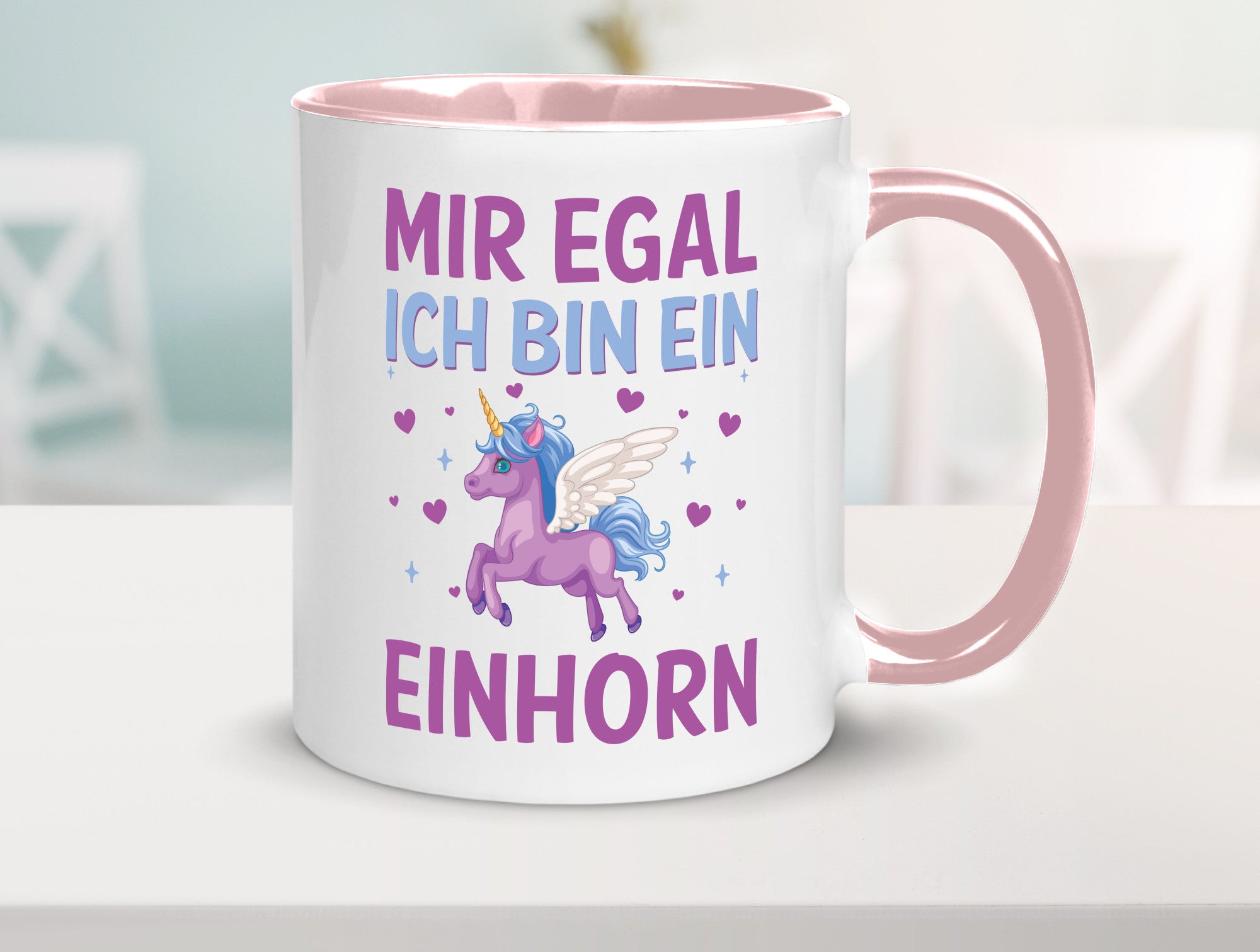 Mir egal, ich bin ein Einhorn| Herzen Geschenkidee Humor Tasse