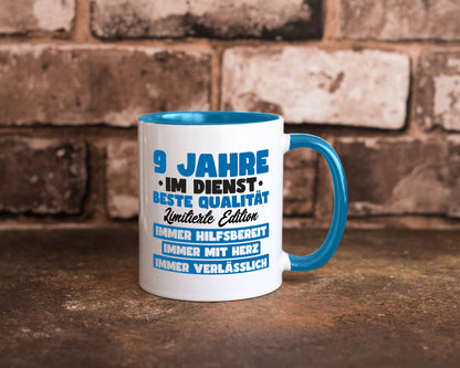 9 Jahre im Dienst | Jubiläum Arbeit v7 lustig Kollegen Büro Geschenk Tasse