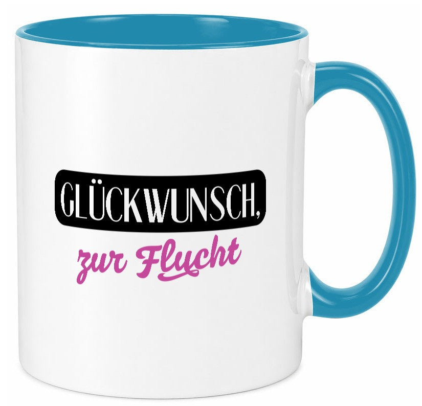 Glückwunsch zur Flucht | Kollegen Jobwechsel Abschied v2 Geschenk Arbeit Büro Tasse