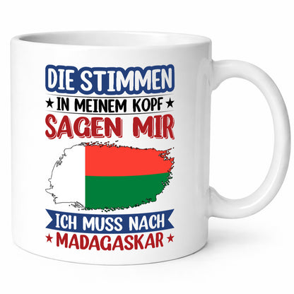 Madagaskar | Urlaub Stimmen in meinem Kopf Traumland Geschenkidee Humor Tasse