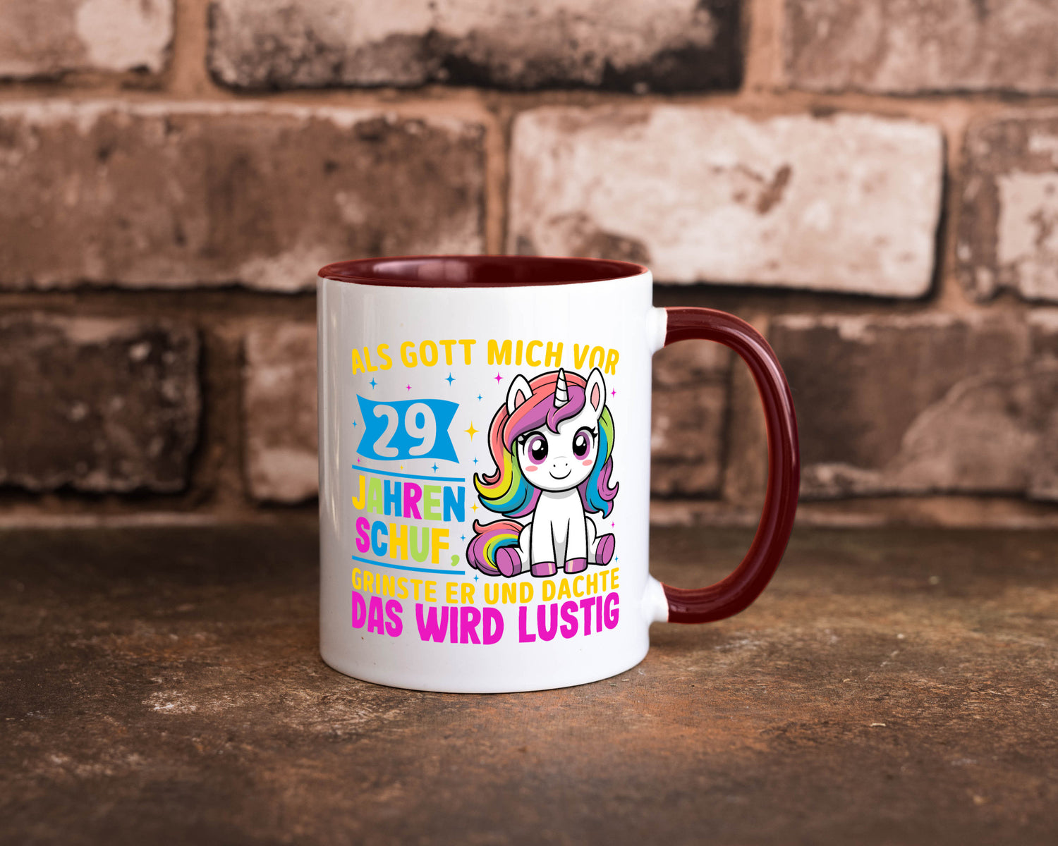 29. Geburtstag | Als Gott mich schuf 40 Jahre v2 Humor Geschenkidee Tasse