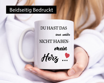 Du hast mich | mein Herz Paar Geschenk Humor Geschenkidee lustiger Spruch Tasse