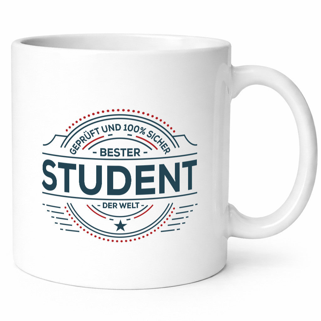 Geprüft und sicher: Student | Universität Uni Studium Geschenkidee Humor Tasse
