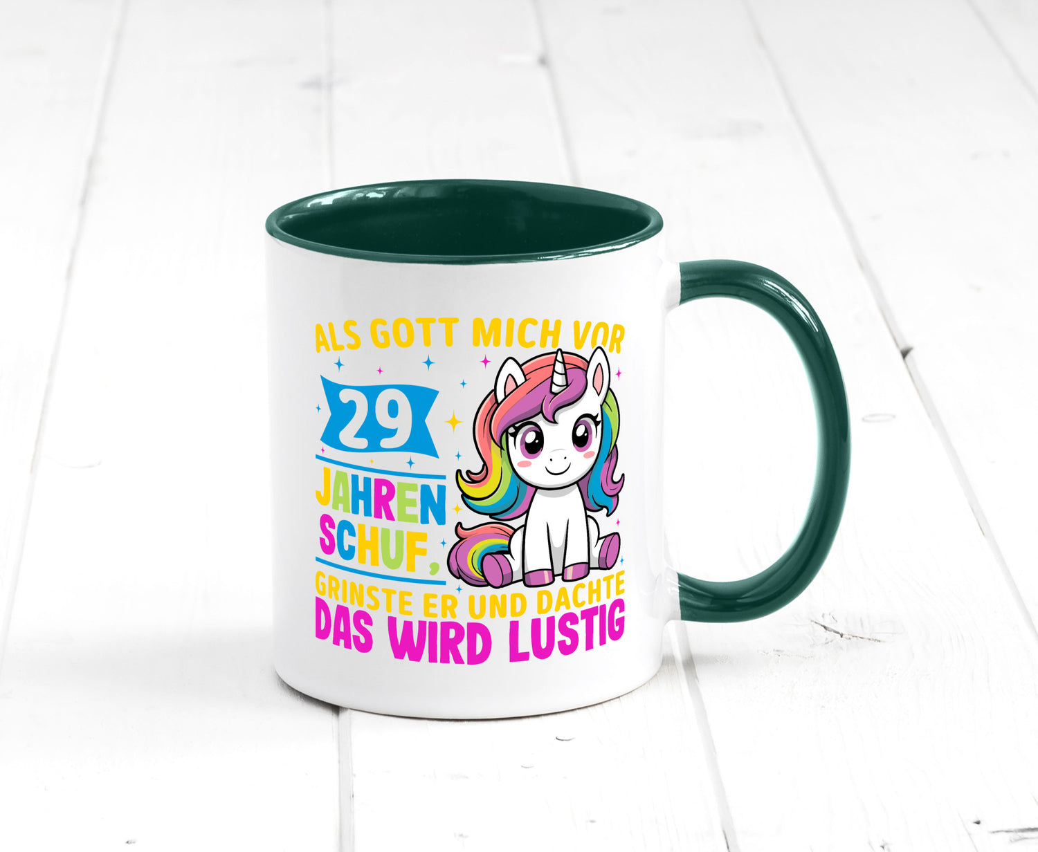29. Geburtstag | Als Gott mich schuf 40 Jahre v2 Humor Geschenkidee Tasse