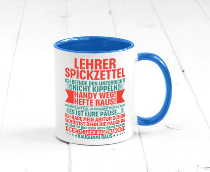 Lehrer Spickzettel | Beruf Tasse lustiger Spruch vl4 lustig Arbeit Kollegen