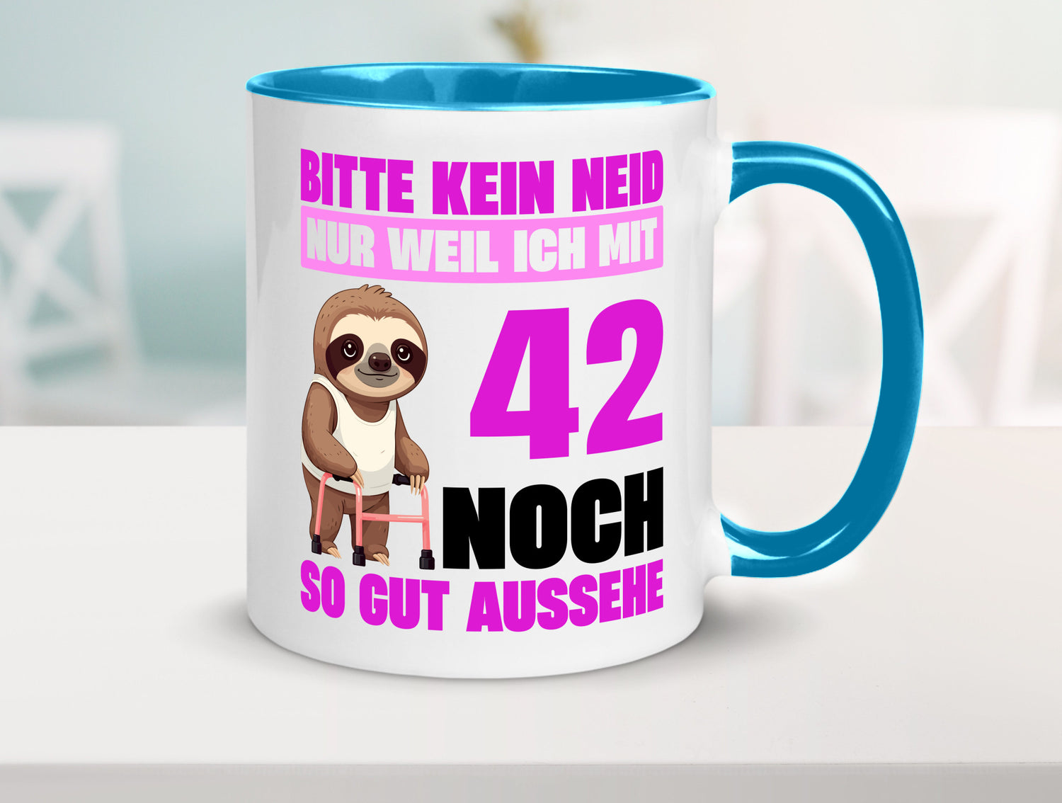 42. Geburtstag | Bitte kein neid Faultier 42 Jahre Geschenkidee Humor Tasse