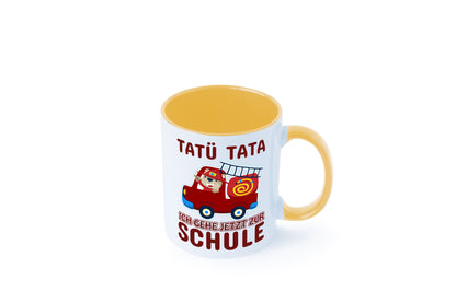 Bär in Feuerwehrauto | Tatü Tata Einschulung Tasse Humor Geschenkidee