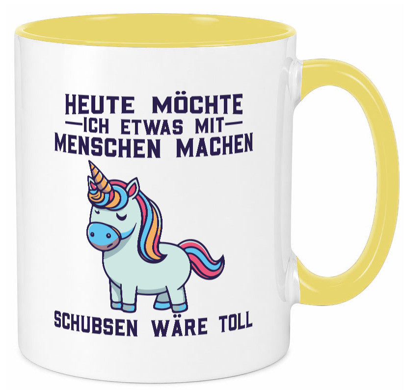 Heute möchte ich Menschen schubsen | Einhorn v2 Geschenk Humor Geschenkidee