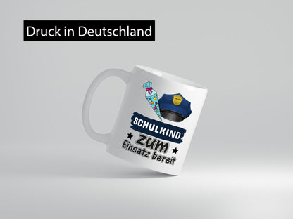 Schulkind bereit | Einschulung Tasse Polizei Jungs lustig Humor Geschenkidee