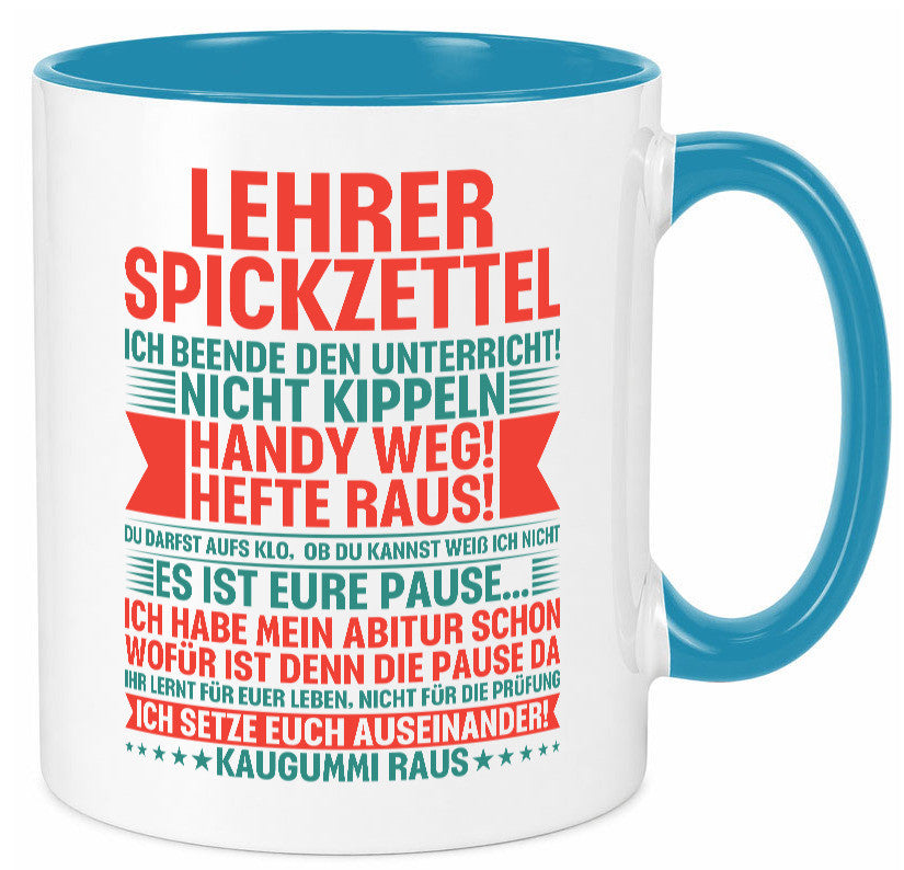 Lehrer Spickzettel | Beruf Tasse lustiger Spruch vl4 lustig Arbeit Kollegen