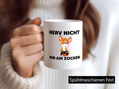 Bin am Zocken | Gaming Gamer Fuchs Nerv nicht Geschenkidee Humor Tasse
