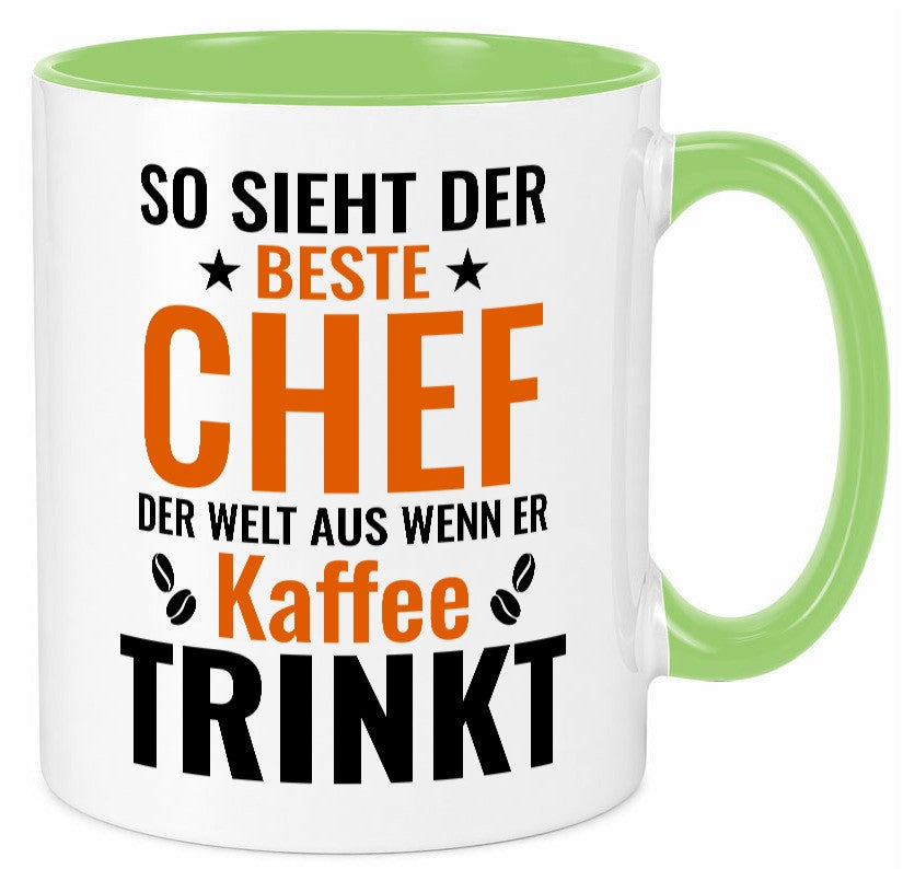 Kaffee trinkt: Chef | Führungskraft Vorgesetzter Humor Arbeit Kollegen Büro Tasse