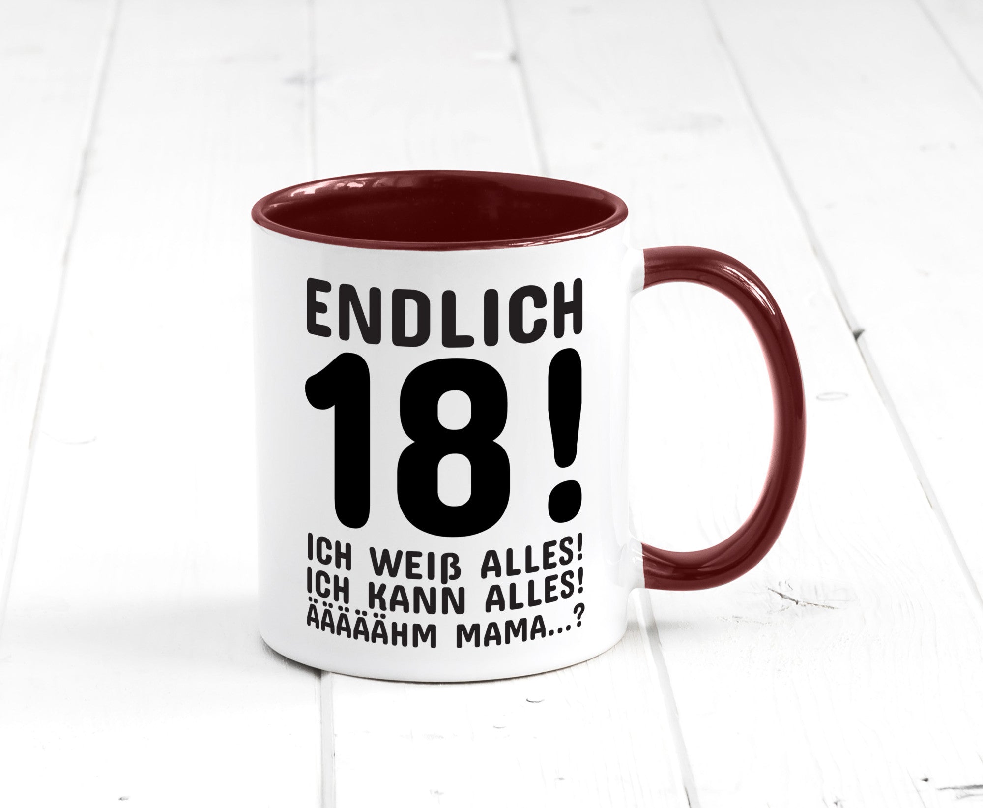 Endlich 18 | Geburtstag Tasse volljährig Erwachsen lustig Geschenkidee Geschenk