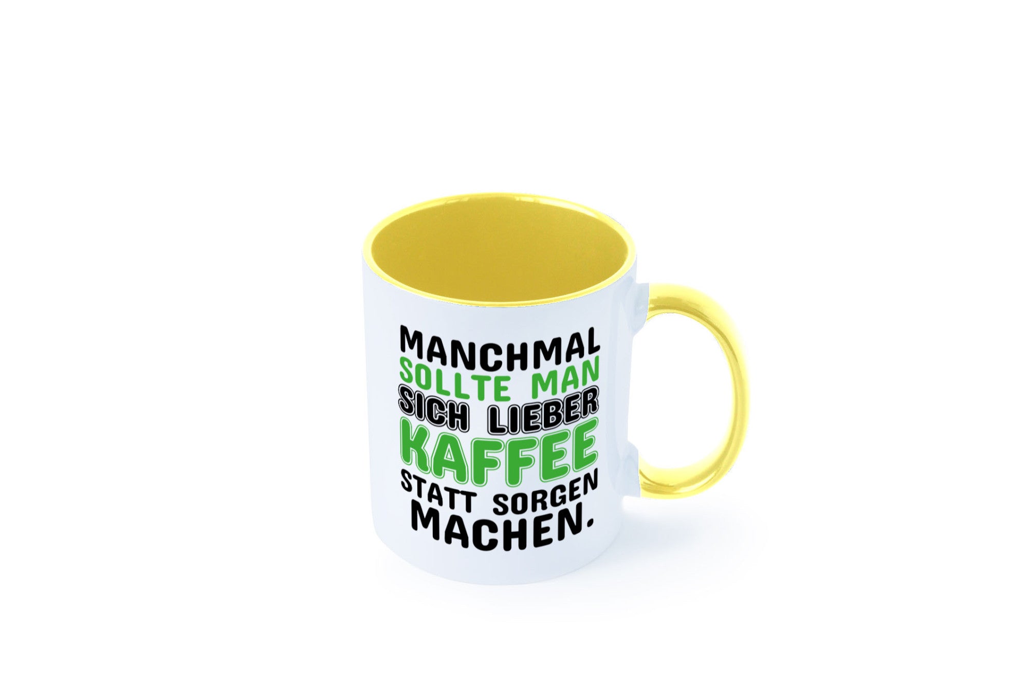 Kaffee statt sorgen lustiger Spruch Geschenk Humor Geschenkidee Tasse