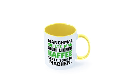 Kaffee statt sorgen lustiger Spruch Geschenk Humor Geschenkidee Tasse