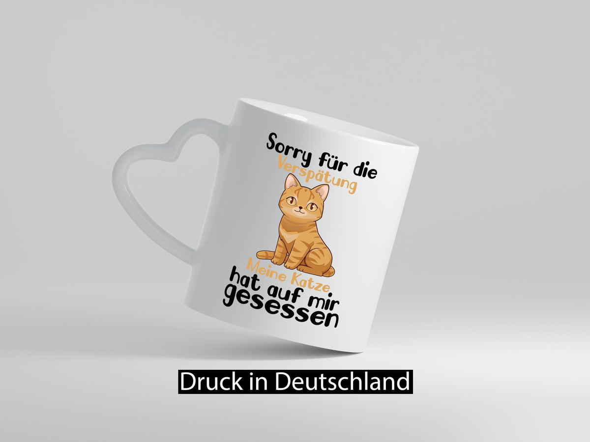 Sorry für die Verspätung | Chillen mit Katze Katzen Geschenkidee Tierliebhaber Tasse