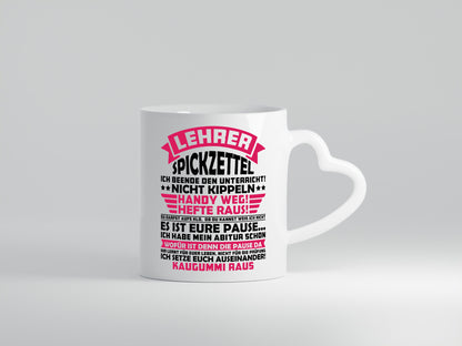 Lehrer Spickzettel | Beruf Tasse lustiger Spruch vl8 Geschenkidee Arbeit