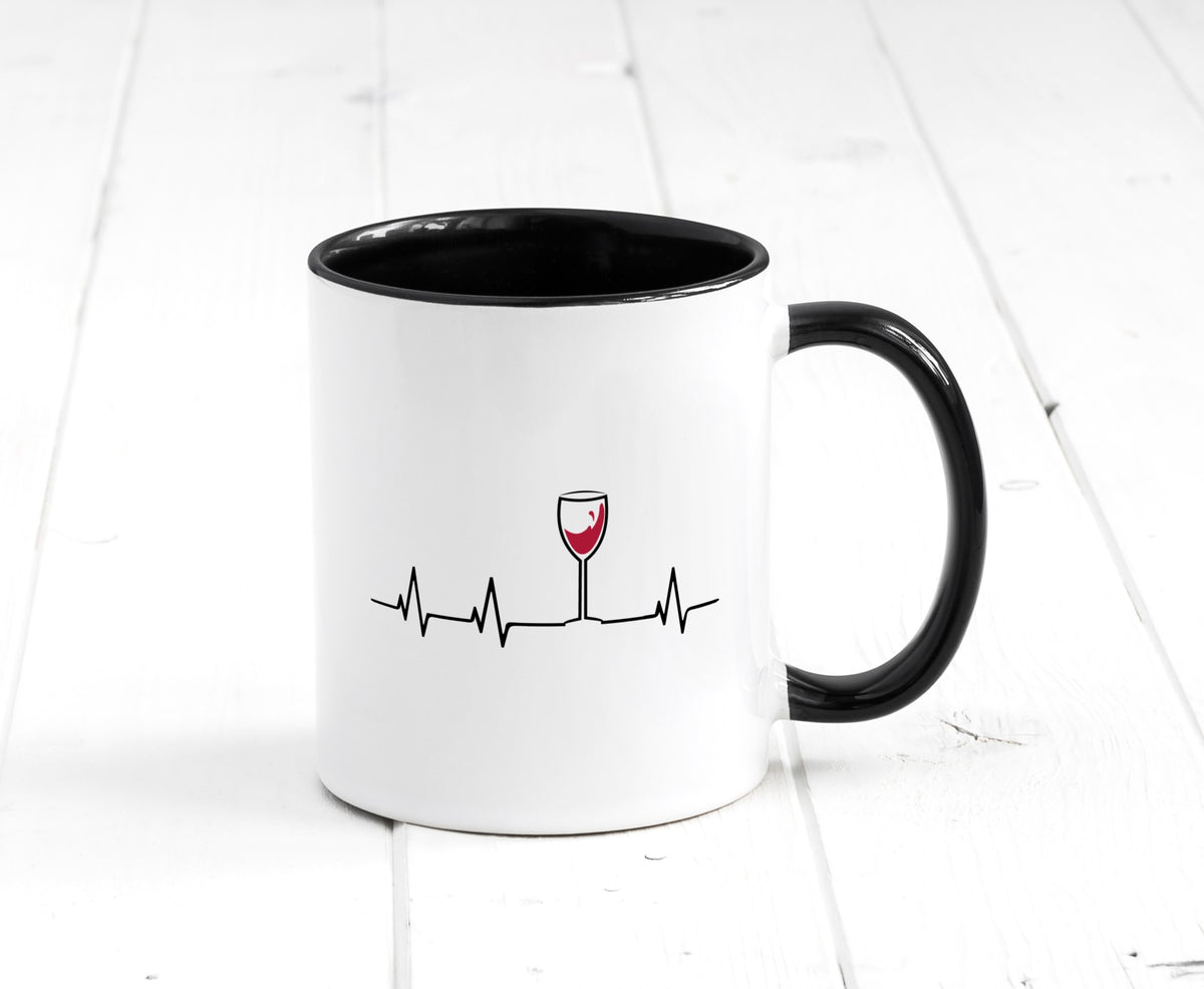 Wein Herzschlag | Rotwein Glas Trinker Winzer Humor Geschenkidee Tasse