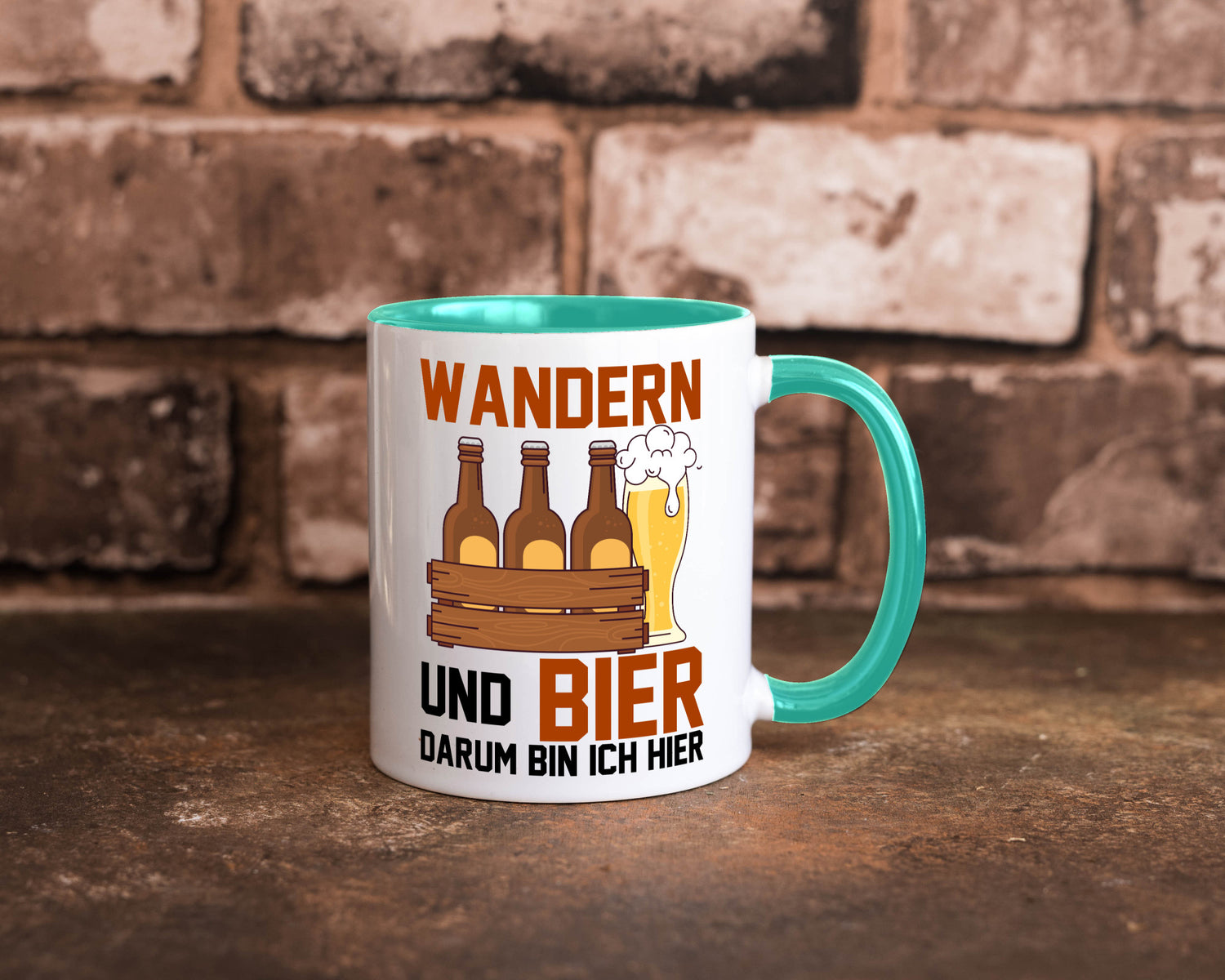 Wandern und Bier darum bin ich hier | Bierkasten lustiger Spruch Geschenk Humor