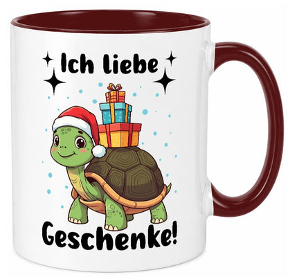 Ich liebe Geschenke | Weihnachtsschildkröte Geschenk Humor Geschenkidee Tasse