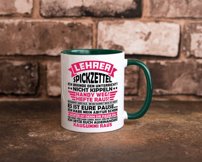 Lehrer Spickzettel | Beruf Tasse lustiger Spruch vl8 Geschenkidee Arbeit