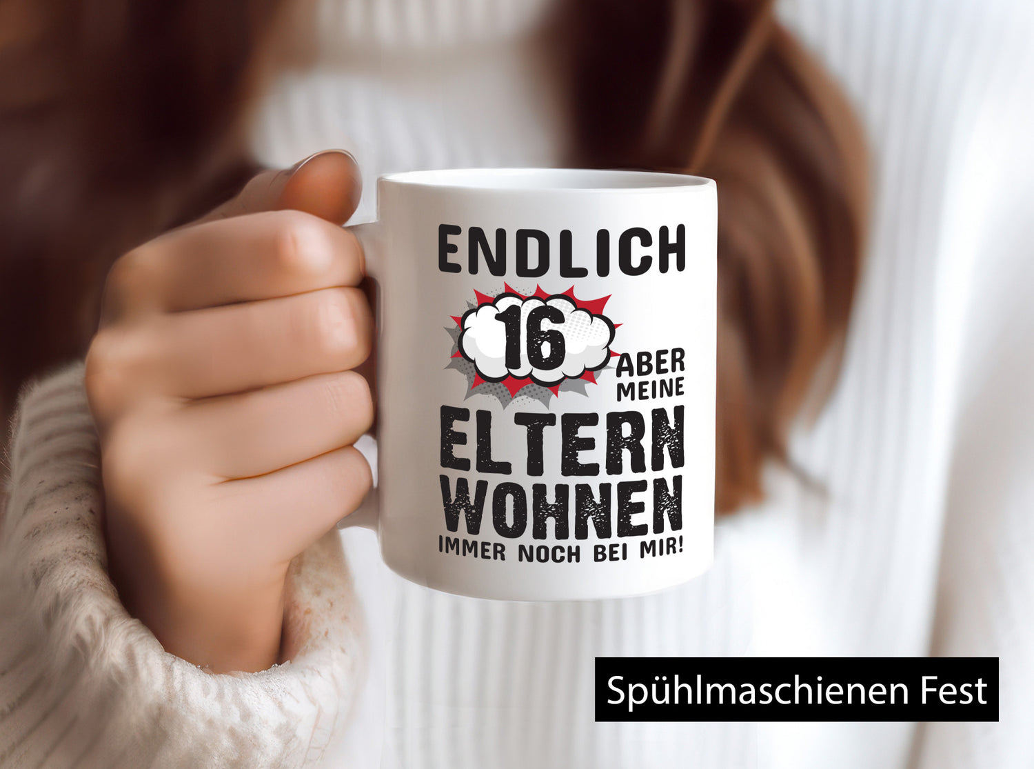 Endlich 16 | Geburtstag Tasse lustiges Statement lustiger Spruch Geschenk