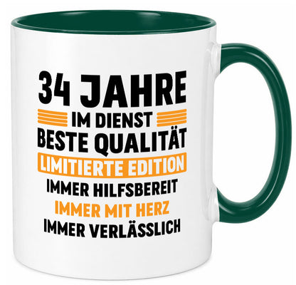 34 Jahre im Dienst | Jubiläum Arbeit v2 Humor Kollegen Büro Geschenkidee Tasse