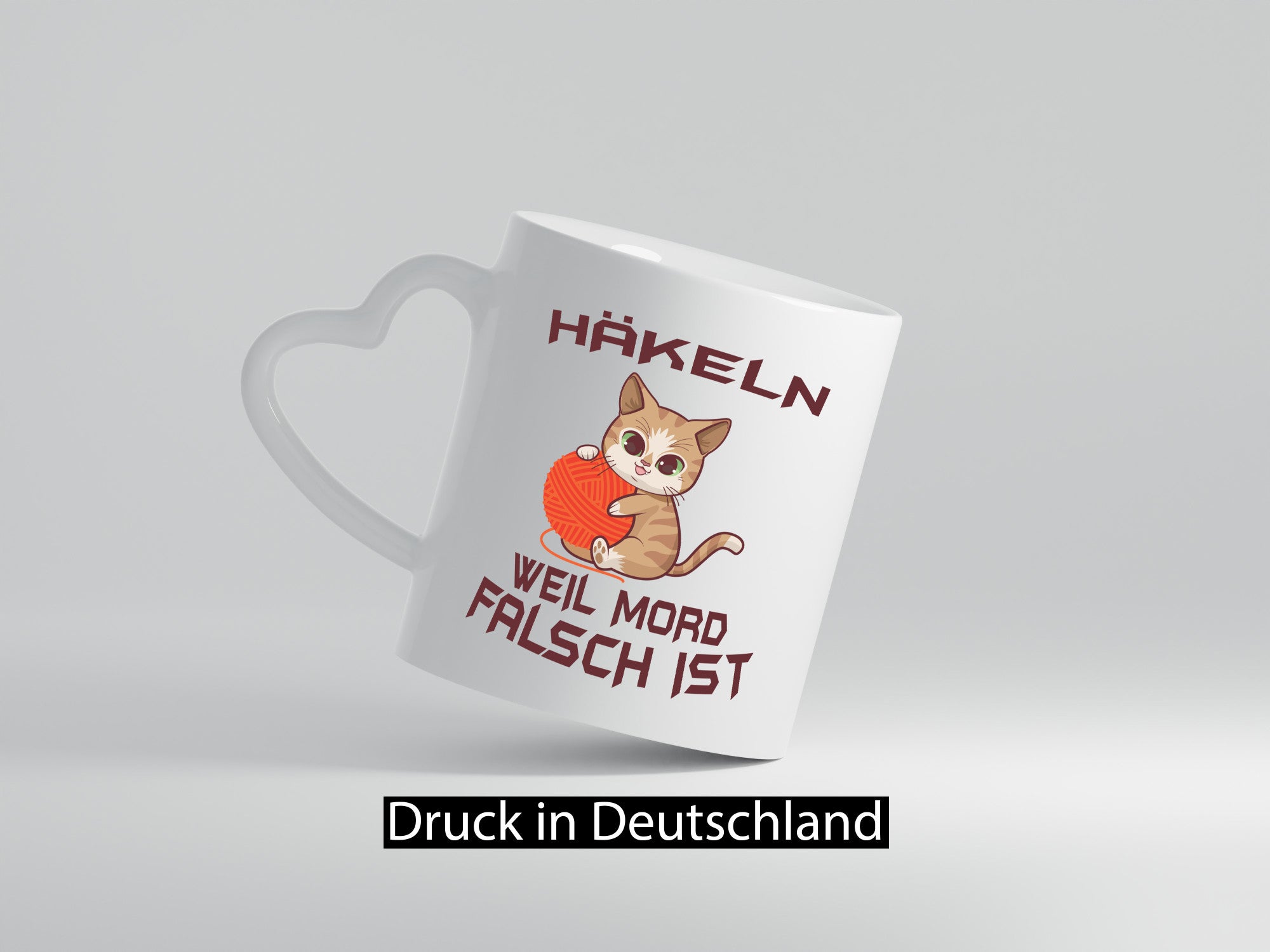 Häckeln weil morg Falsch ist | Katze lustig Tierliebhaber Humor Geschenk Tasse