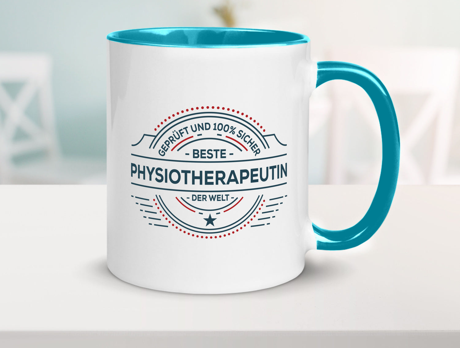 Geprüft und sicher: Physiotherapeutin Humor Geschenkidee Tasse