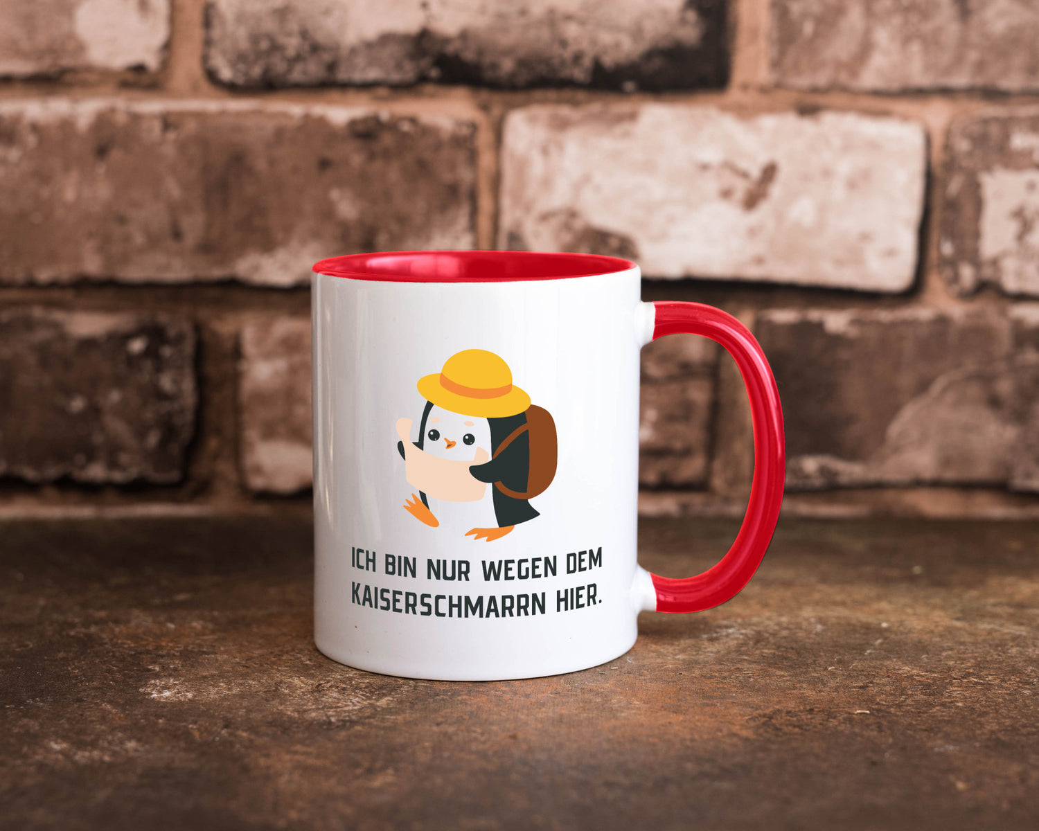 Ich bin nur wegen dem Kaiserschmarrn hier | Pinguin Geschenkidee Humor Tasse