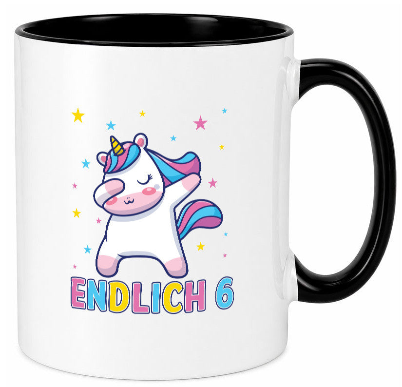 Endlich 6 | Einhorn Sterne lustiger Spruch Geschenk Humor Geschenkidee Tasse
