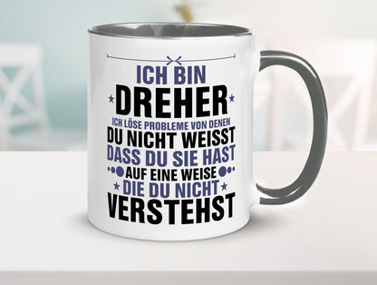 Löse Probleme: Dreher | Fräser lustiger Spruch Geschenk Humor Geschenkidee Tasse