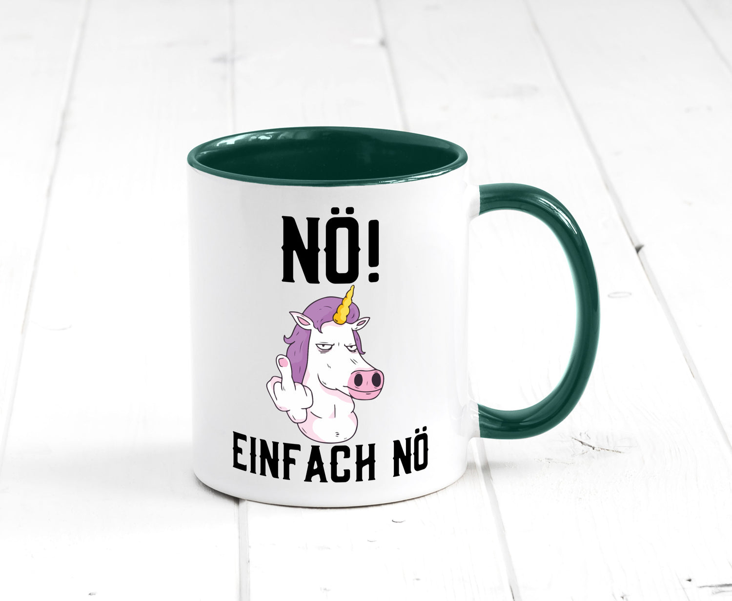 Einfach Nö | Keinen Bock Einhorn Mittelfinger Comic Geschenkidee Humor Tasse