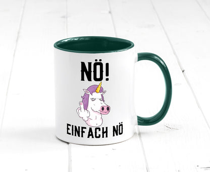 Einfach Nö | Keinen Bock Einhorn Mittelfinger Comic Geschenkidee Humor Tasse