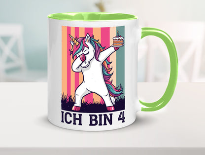 4 Geburtstag | Einhorn Damping Mädchen lustig Geschenkidee Geschenk Tasse