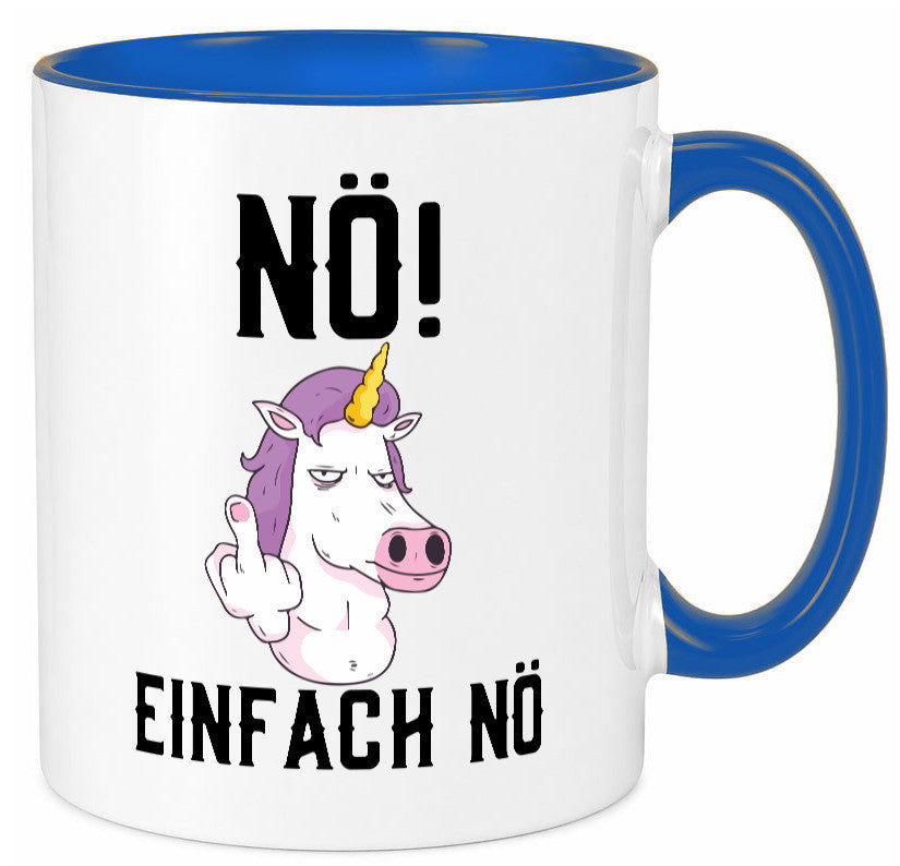Einfach Nö | Keinen Bock Einhorn Mittelfinger Comic Geschenkidee Humor Tasse