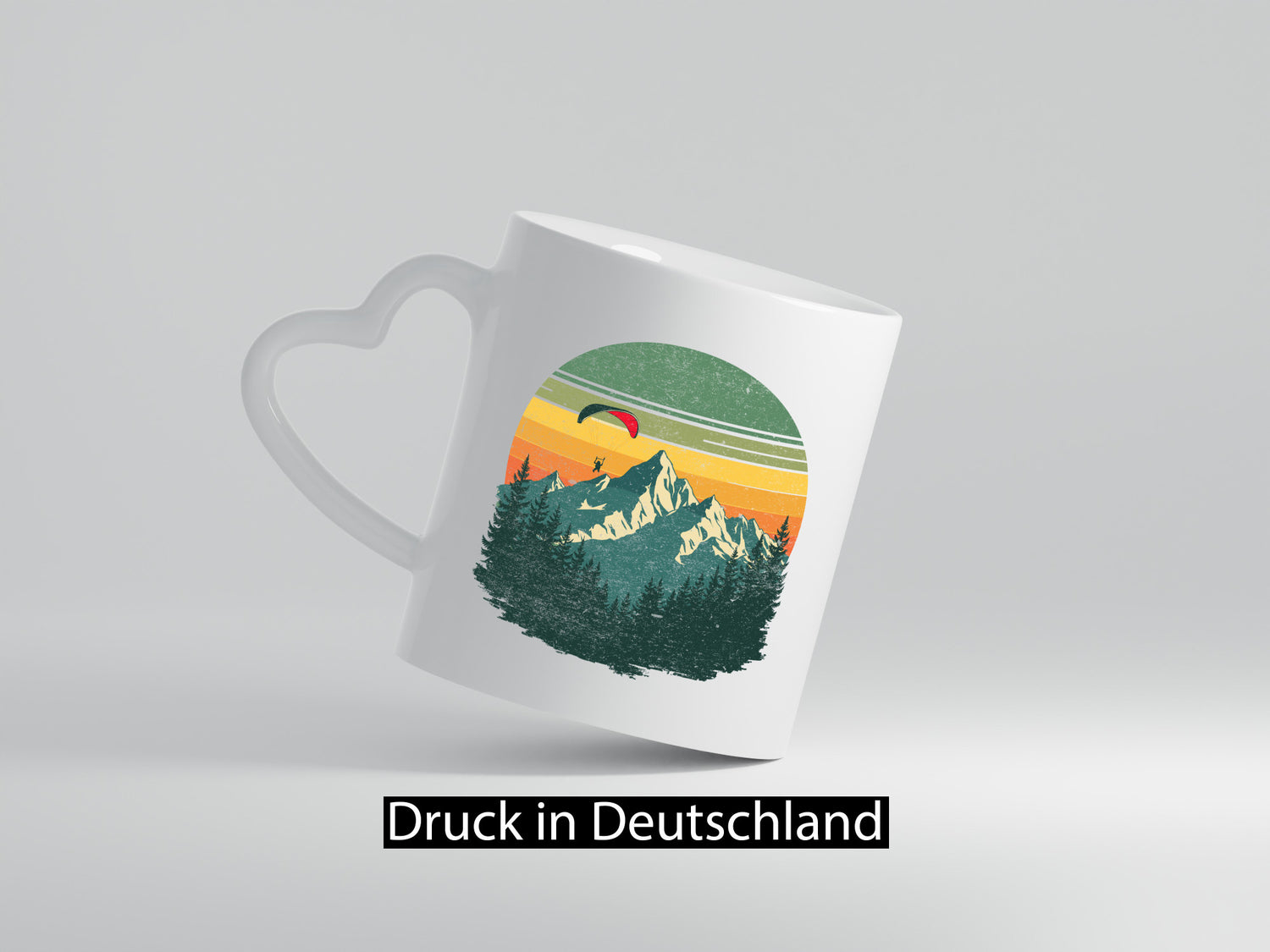 Retro Fleitschirmfliegen über die Berge v2 lustiger Spruch Geschenk Humor