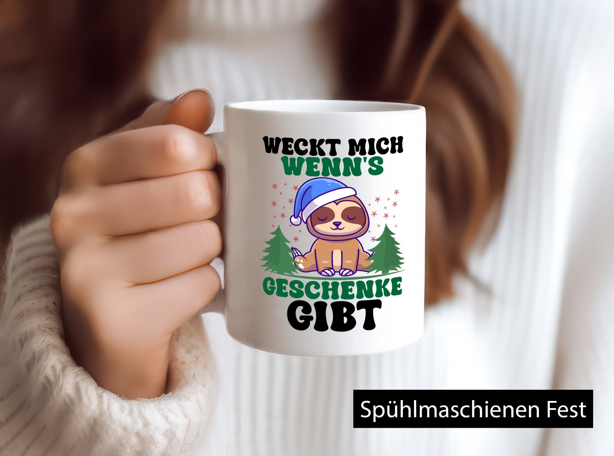 Weck mich auf wenn´s Geschenke gibt | Weihnachten Faultier lustiger Spruch