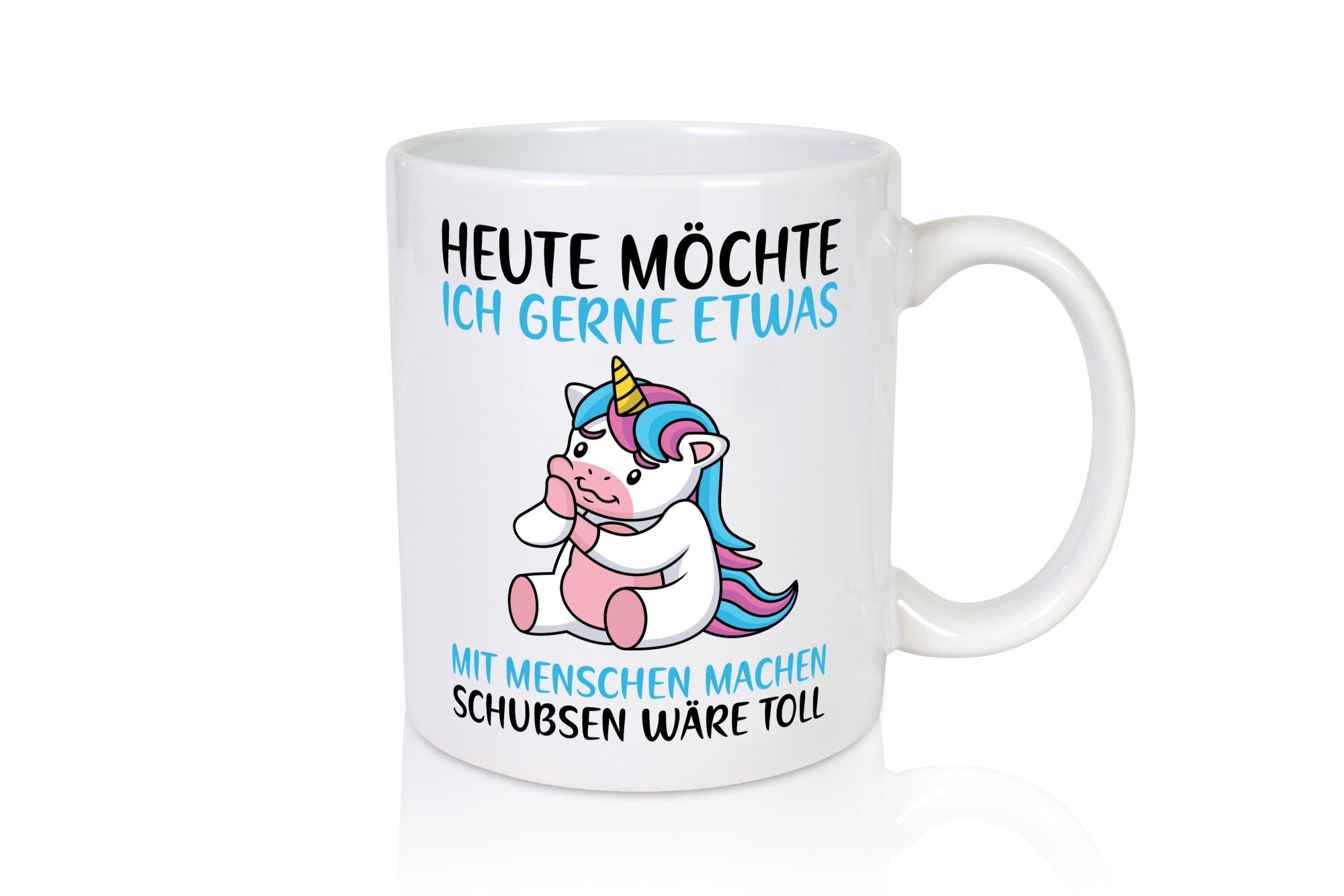 Möchte etwas mit Menschen machen | süßes Einhorn Spruch Humor Geschenkidee Tasse