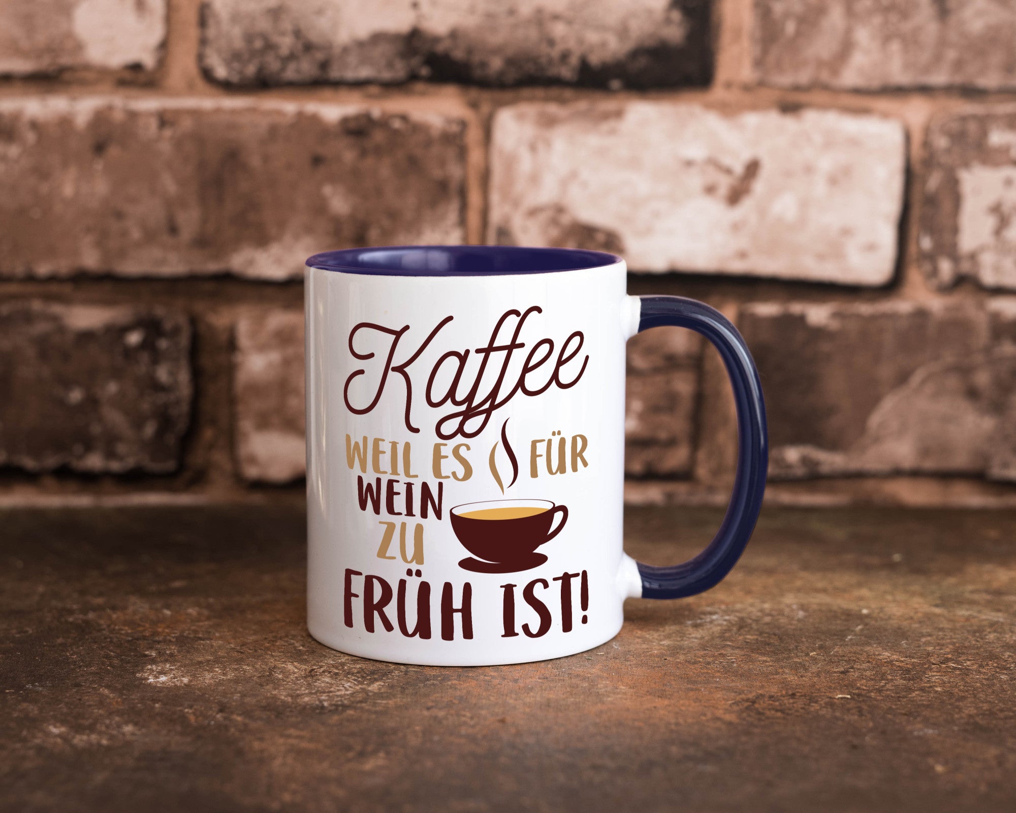 Weil es für Wein zu früh ist | Kaffeetrinker Herzschlag Humor Geschenkidee Tasse