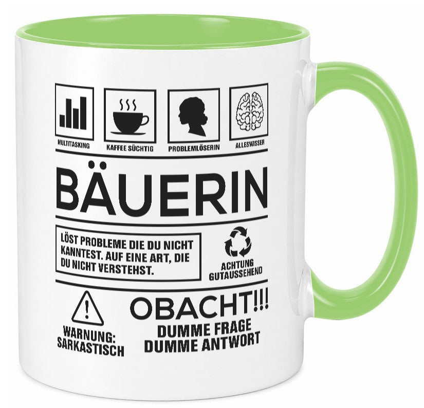 Achtung Probleme Bäuerin | Bauernhof Landwirtschaft Geschenk Humor Geschenkidee Tasse