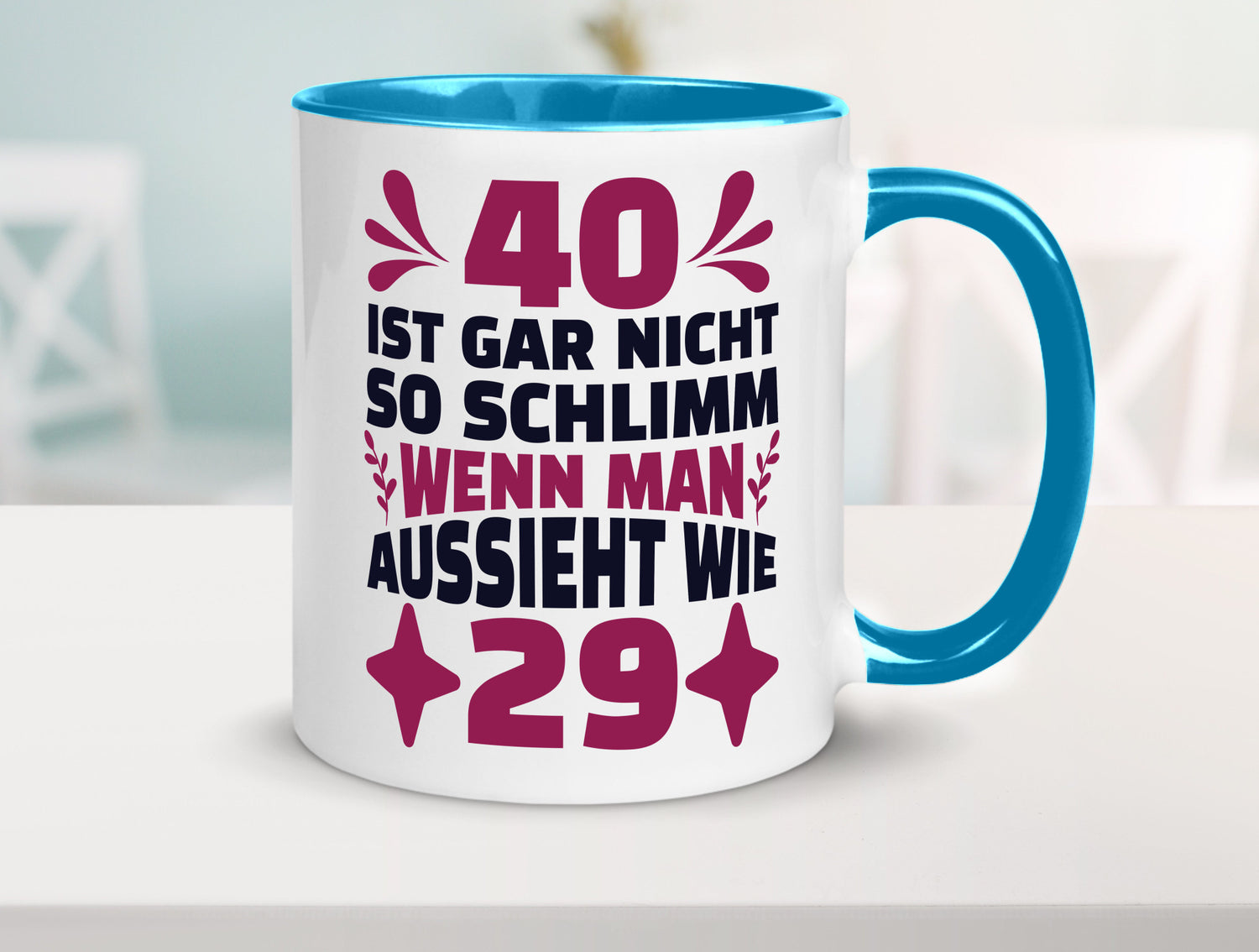 40 ist gar nicht schlimm | 40. Geburtstag Jung aussehen Geschenkidee Humor Tasse