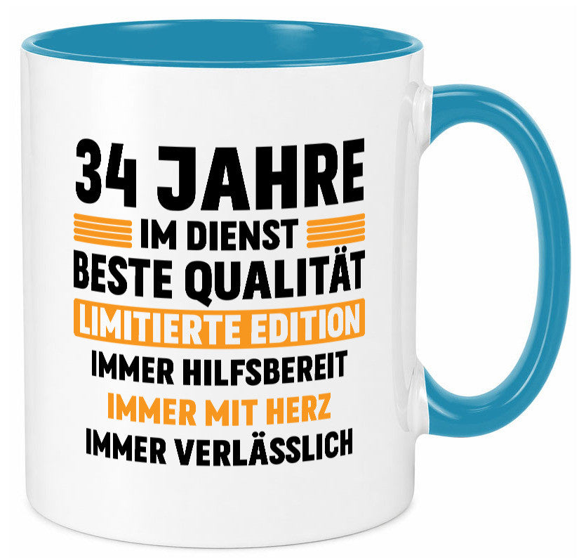 34 Jahre im Dienst | Jubiläum Arbeit v2 Humor Kollegen Büro Geschenkidee Tasse