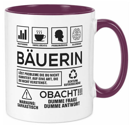 Achtung Probleme Bäuerin | Bauernhof Landwirtschaft Geschenk Humor Geschenkidee Tasse